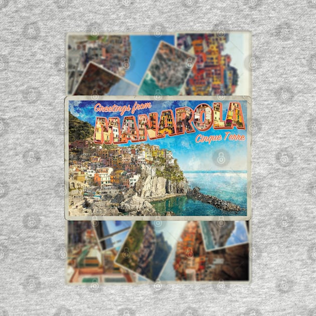 Greetings from Manarola Cinque Terre vintage style retro souvenir by DesignerPropo